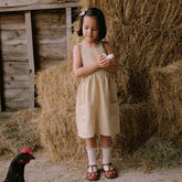 Girl's Classic Yellow Plaid Straps Dress With Pockets-TB00893-Veeddydropshipping